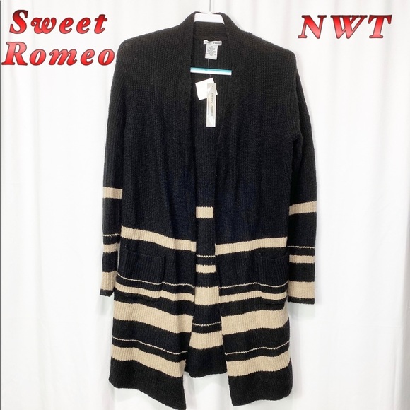 Sweet Romeo Sweaters - NWT-Sweet Romeo Black & Tan Sweater Duster M